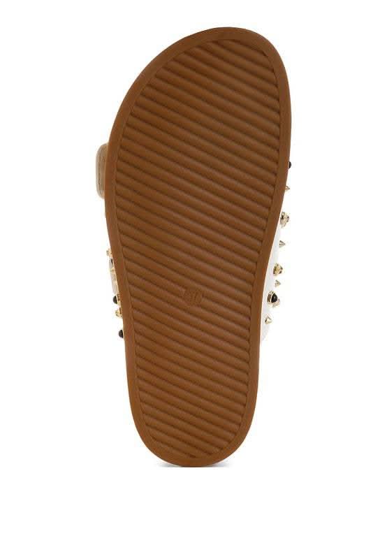 Rag Co. Jayata Metallic Stud Embellished Slides in - photo