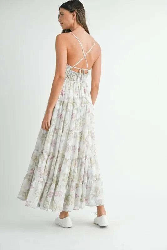 MABLE Floral Print Tiered Cami Maxi Dress in - Dresses photo