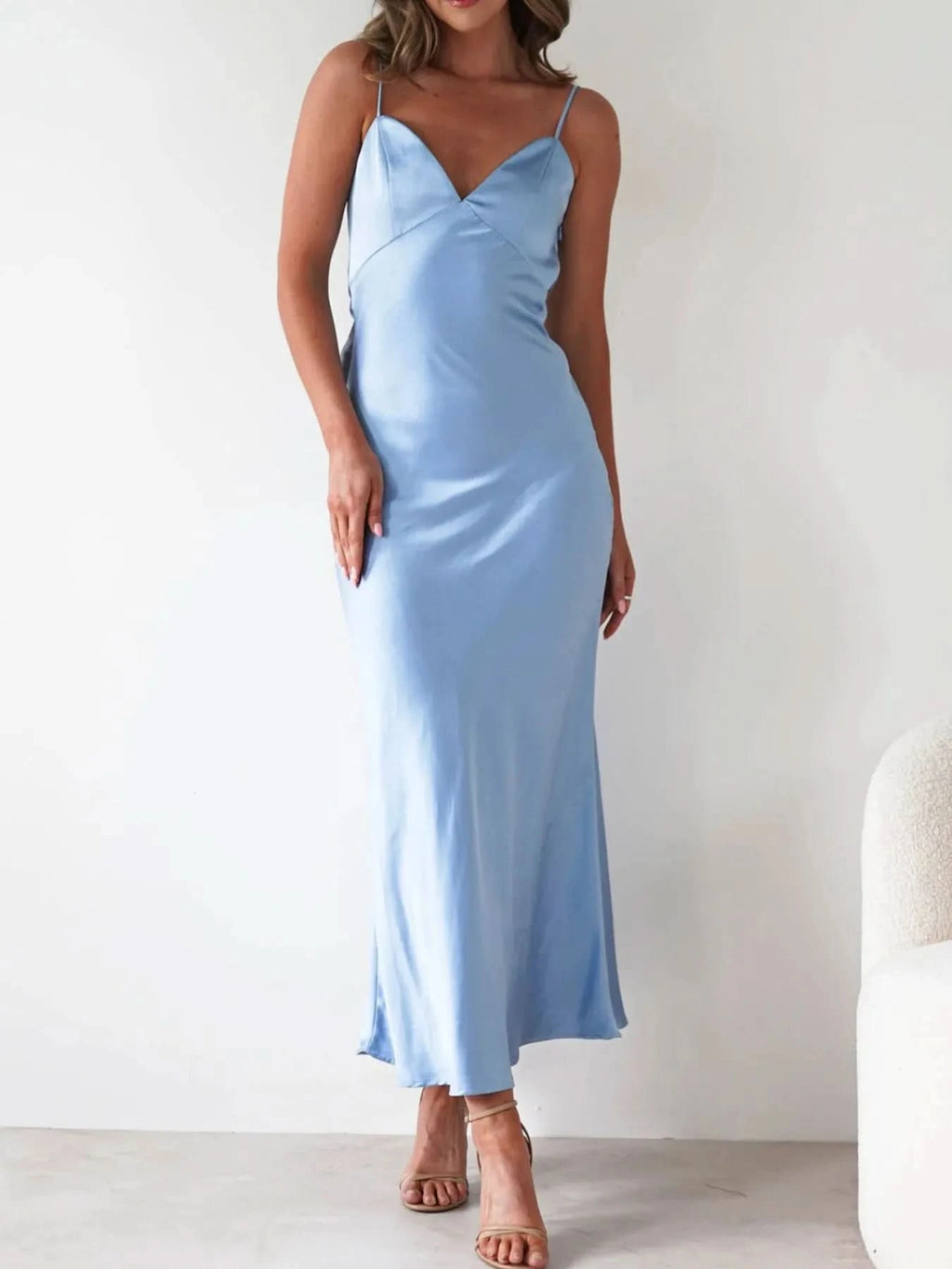 Satin Backless Cami Dress in - photo