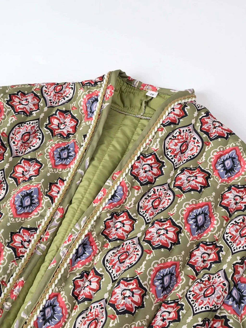 Belted Open Front Floral Winter Coat in - photo