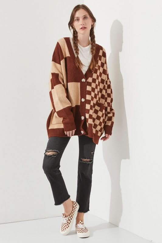 Checkered Oversized Sweater in - photo