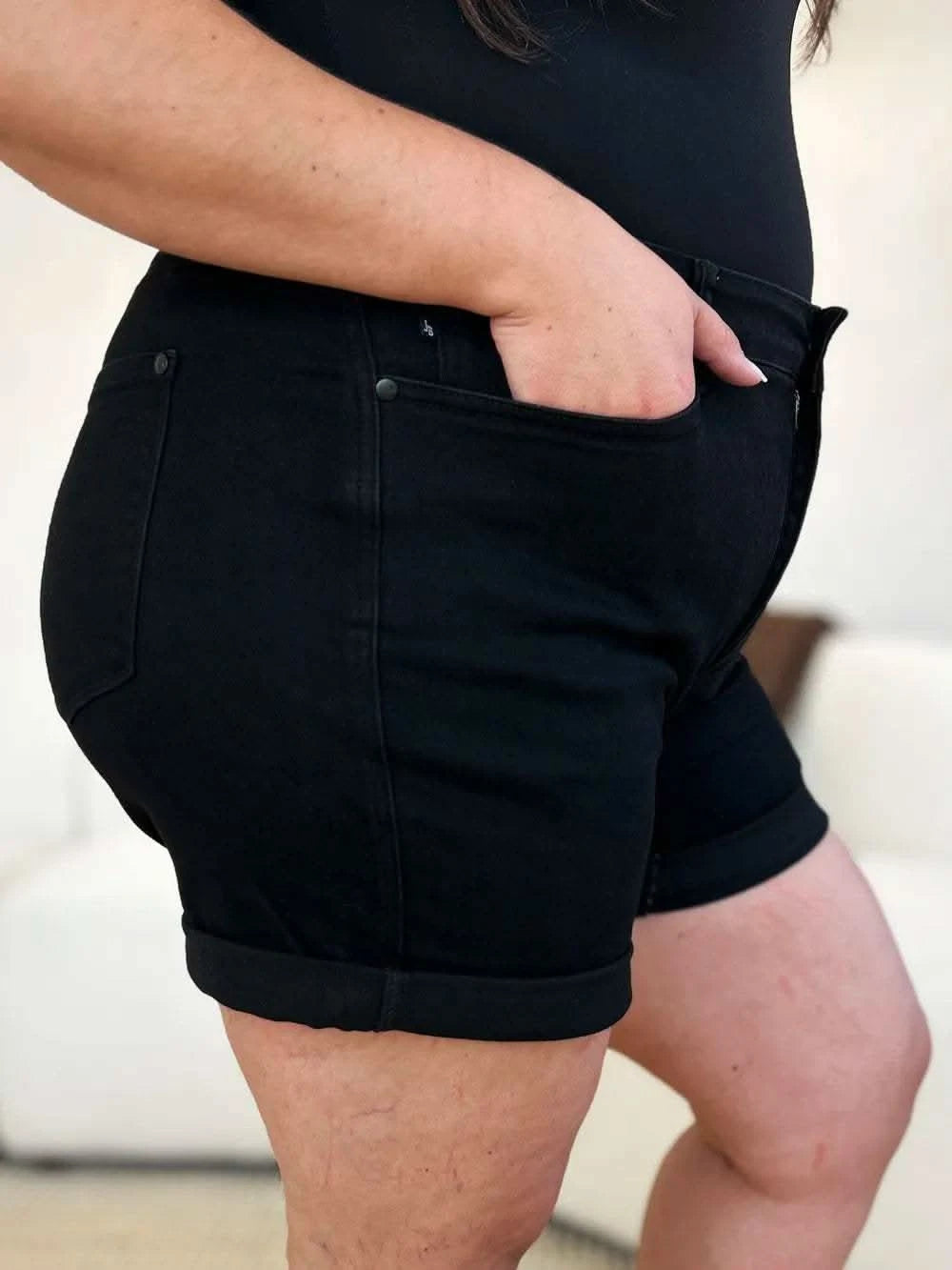 Judy Blue Full Size High Waist Tummy Control Cuffed Denim Shorts in - photo