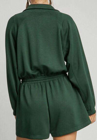 Drawstring Half Zip Long Sleeve Romper - SwagglyLife Home & Fashion Drawstring Half Zip Long Sleeve Romper - SwagglyLife Home & Fashion