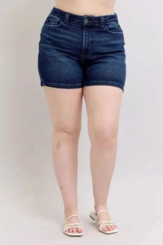 Judy Blue Full Size High Waist Back Flap Pocket Denim Shorts Plus Size in - photo