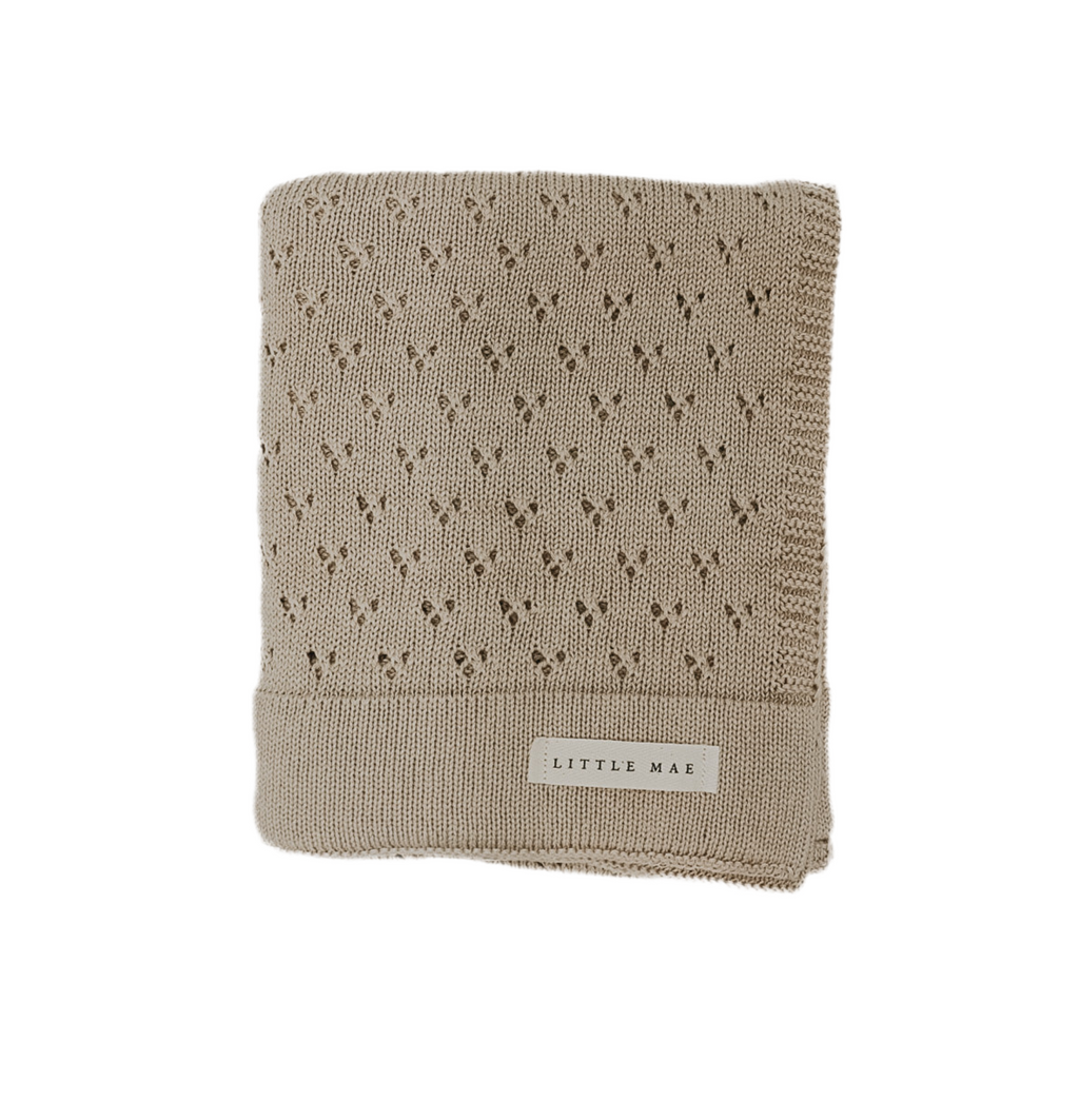 Little Mae & Co. Toffee Pointelle Knit Blanket in - photo