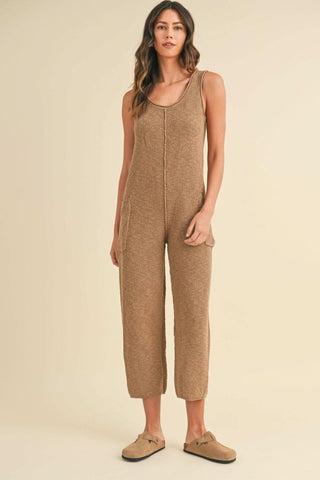 MABLE Sleeveless Knit Crop Jumpsuit with Pockets - SwagglyLife Home & Fashion MABLE Sleeveless Knit Crop Jumpsuit with Pockets - SwagglyLife Home & Fashion