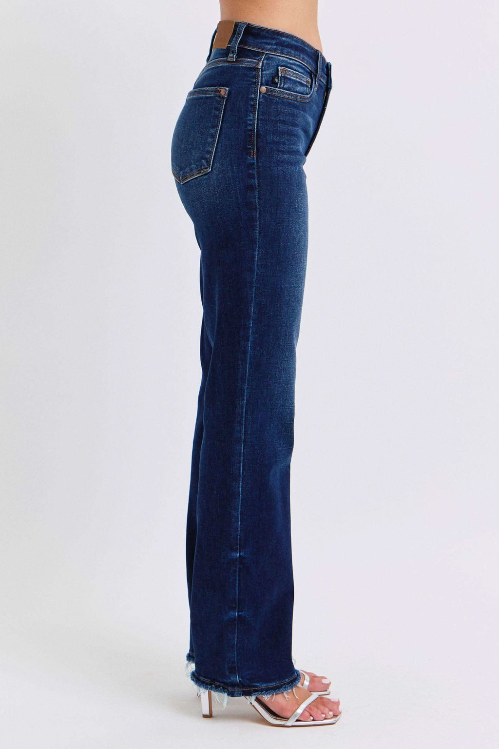Judy Blue Full Size Raw Hem Straight Leg Jeans in - Jeans photo