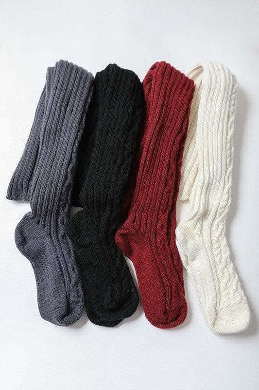 Leto Knee High Cable Knit Socks - SwagglyLife Home & Fashion