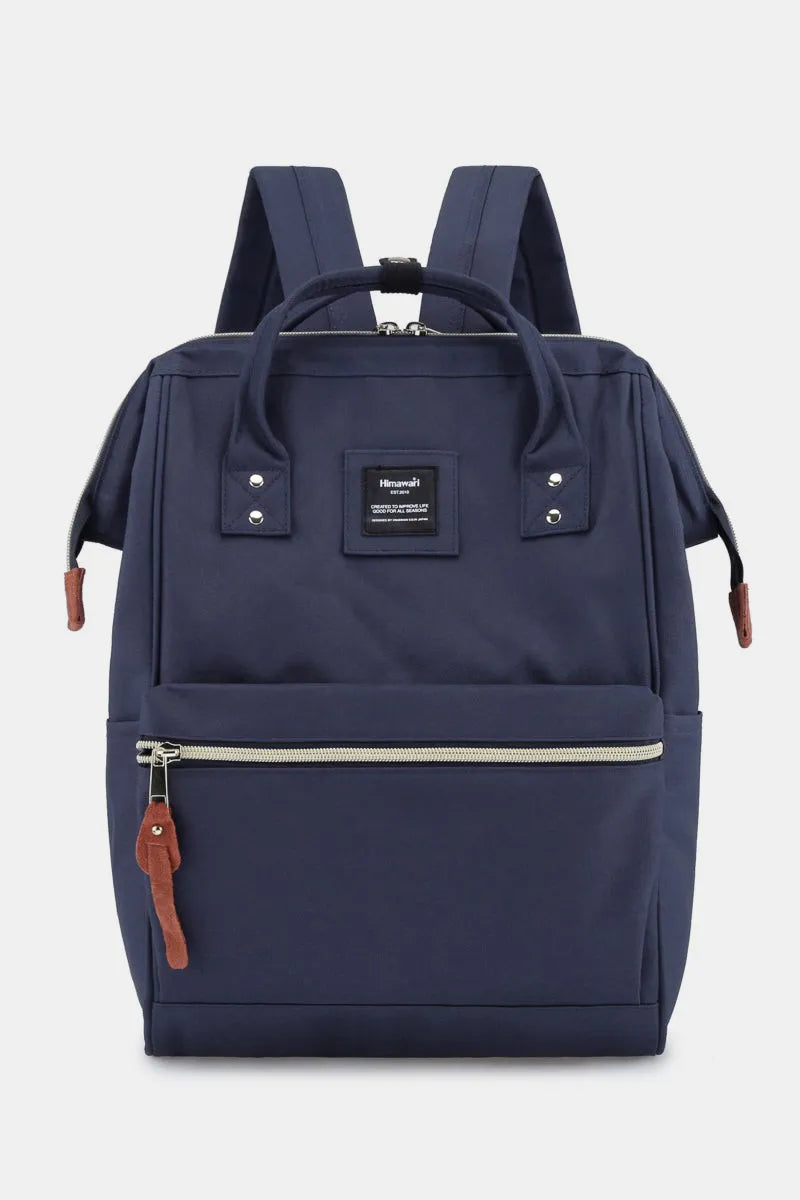 Himawari Waterproof Canvas Backpack Bag with Side Pockets in Navy One Size - photo