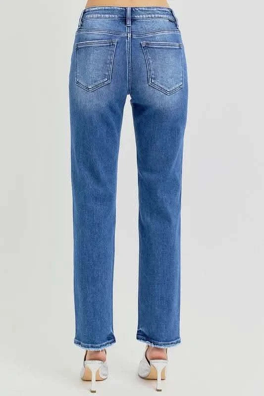 RISEN Mid Rise Ankle Tapered Jeans in - photo