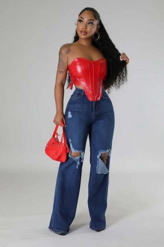 Jade Wide Leg Jean in Dark Denim - SwagglyLife Home & Fashion