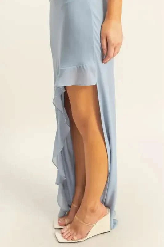 HYFVE Chiffon Ruffle Trim Midi Dress in - photo