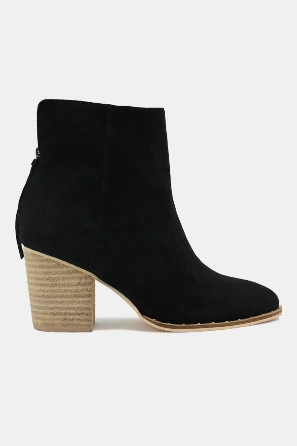 Beast Fashion Suede Point Toe Ankle Booties in Black - photo