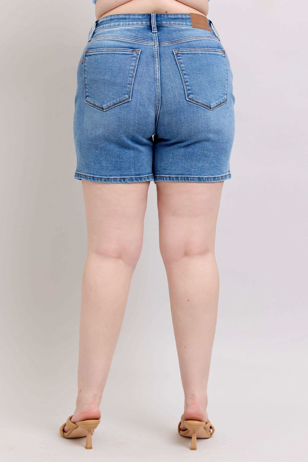 Judy Blue Full Size 2 Button Denim Shorts with Pockets Plus Size in - photo
