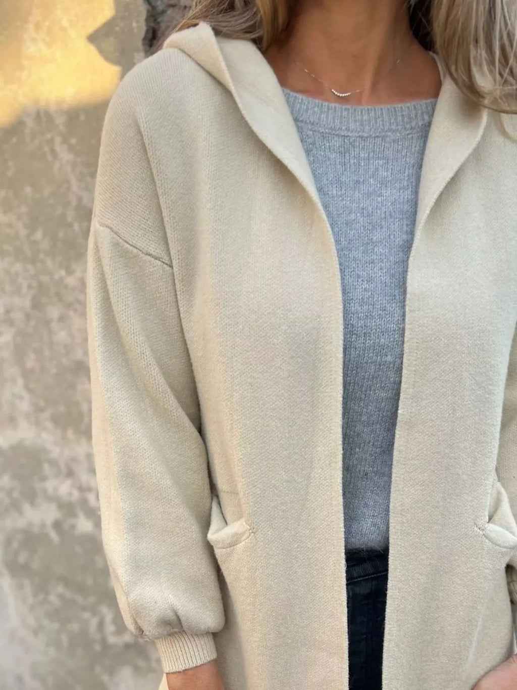 Full Size Open Front Drop Shoulder Hooded Cardigan Plus Size - SwagglyLife Home & Fashion