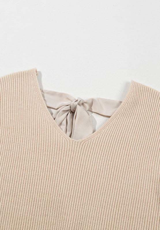 Tied Back V-Neck Long Sleeve Sweater in - sweaters photo