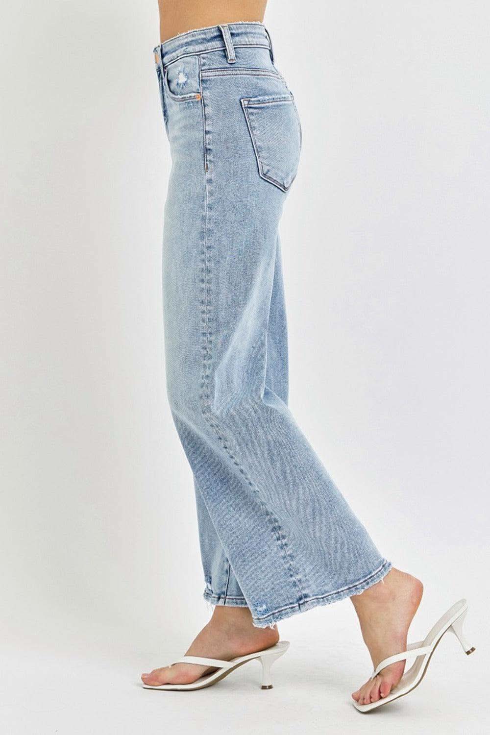 RISEN Full Size Tummy Control High Rise Crop Wide Leg Jeans in - Jeans photo