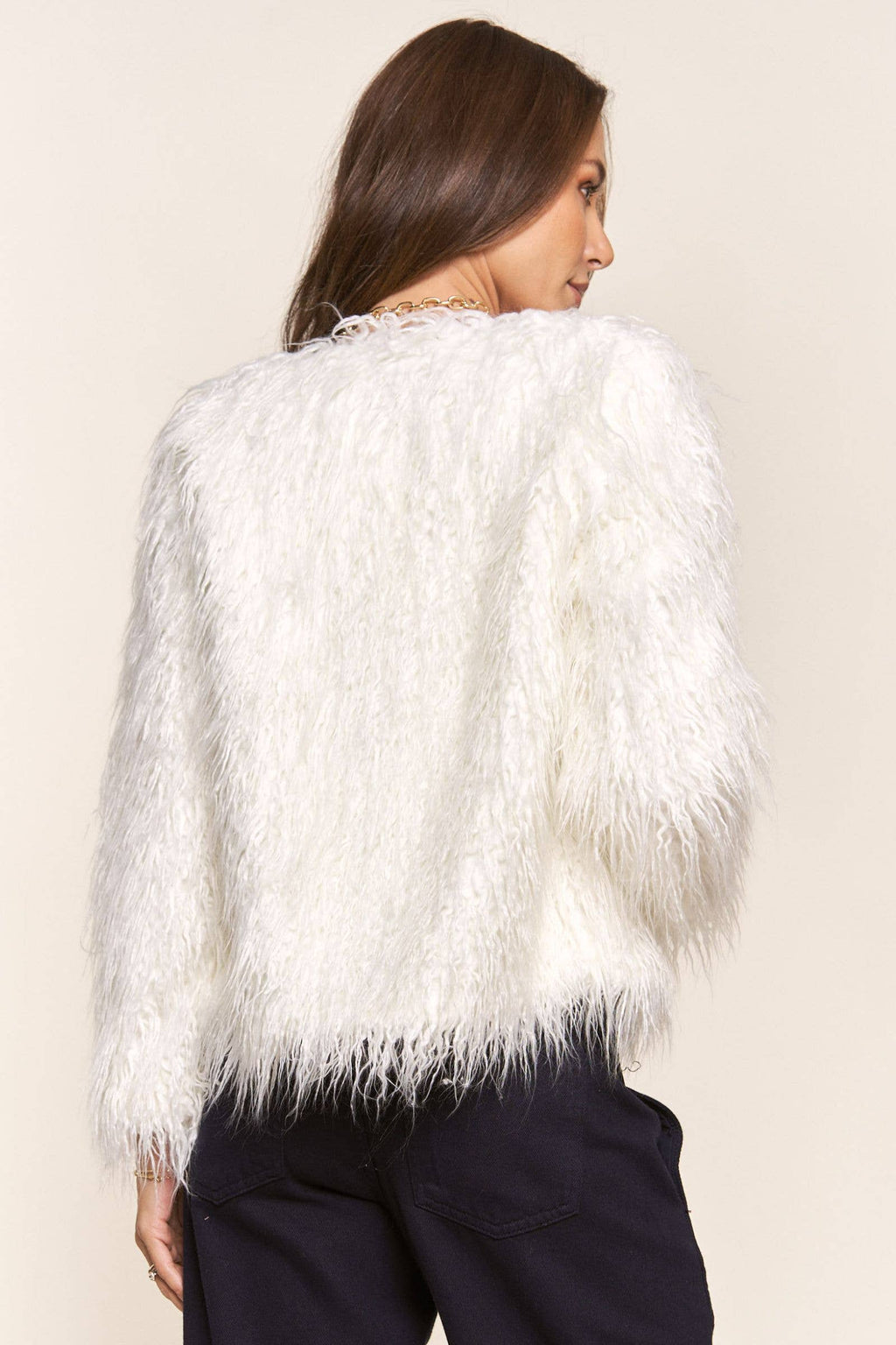 White Faux Fur Coat in - photo
