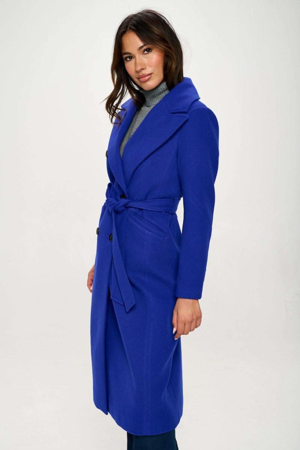 Coalition LA Double-Breasted Longline Coat with Belt in - Coats & Jackets photo
