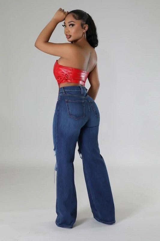 Jade Wide Leg Jean in Dark Denim - SwagglyLife Home & Fashion
