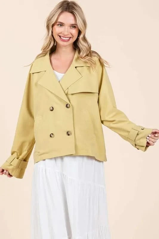 Mittoshop Double Breasted Long Sleeve Trench Coat Jacket in - photo