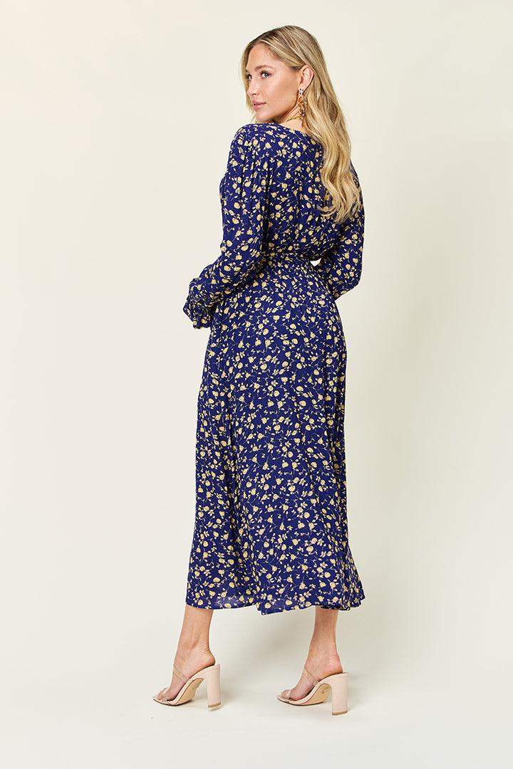 Double Take Full Size Tie Back Flounce Sleeve Dress in - photo