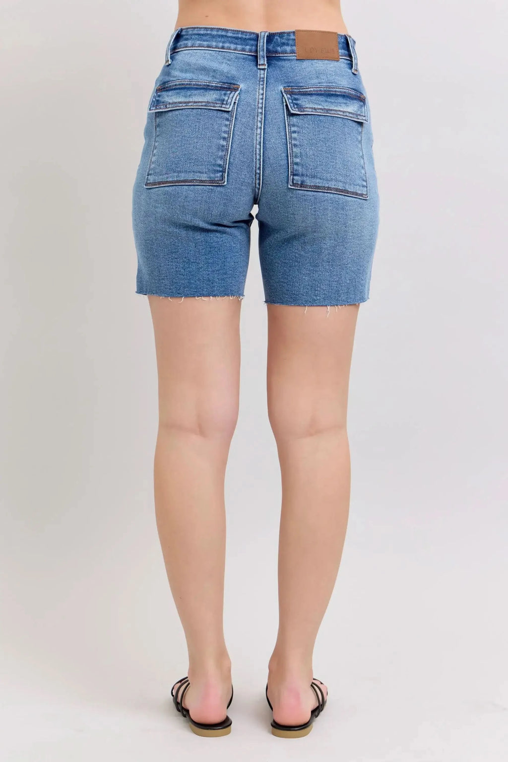 Judy Blue Full Size Mid Rise Bermudas Denim Shorts W/ Back Flap Pockets Plus Size in - photo