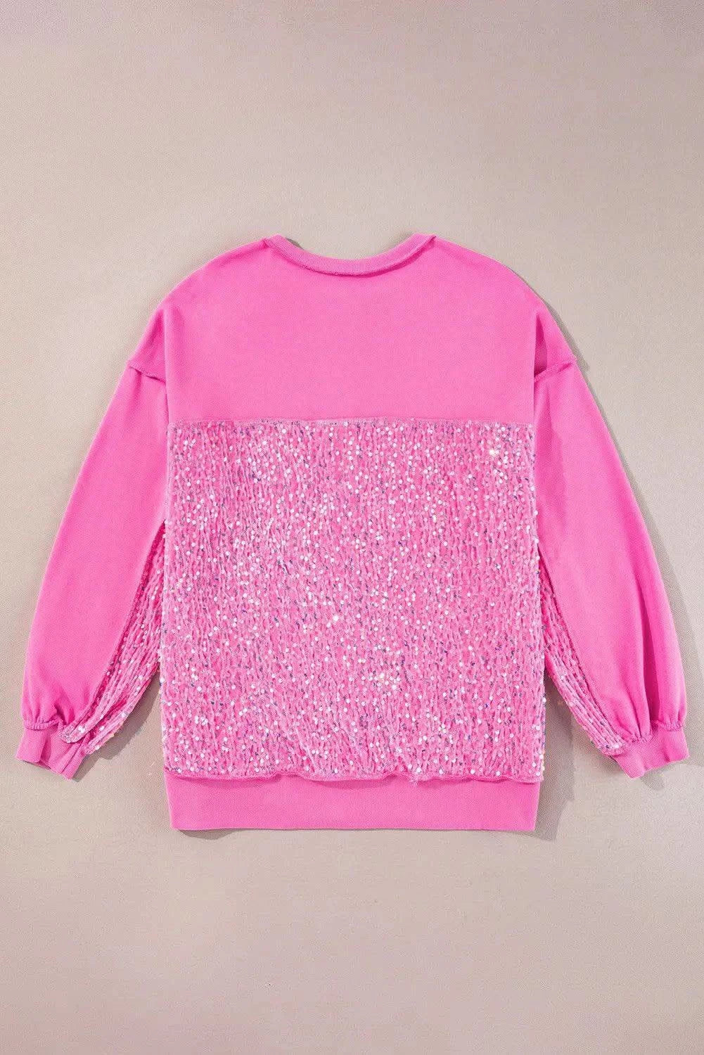 Sequin Half Button Long Sleeve Sweatshirt - SwagglyLife Home & Fashion