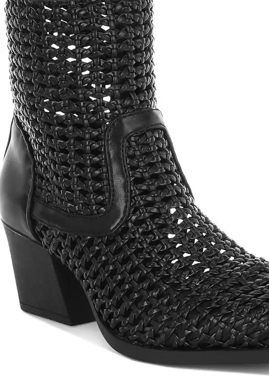 Rag & Co. Artisole Woven Pleather Block Heel Boots in - photo