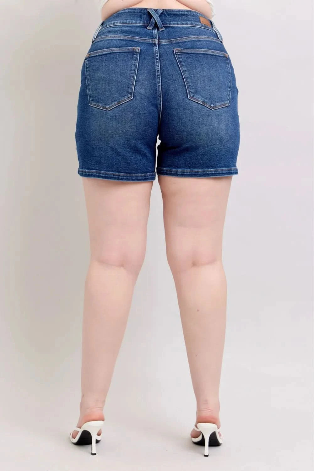 Judy Blue Full Size Double Button Waistband Denim Shorts Plus Size in - photo