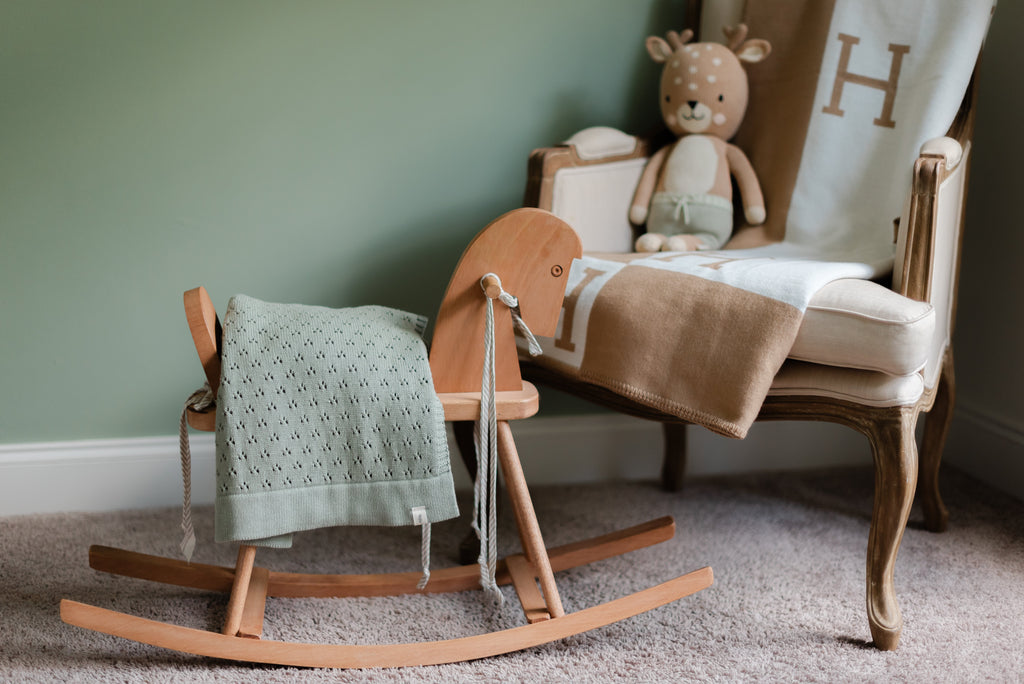 Mint Pointelle Knit Blanket in - photo