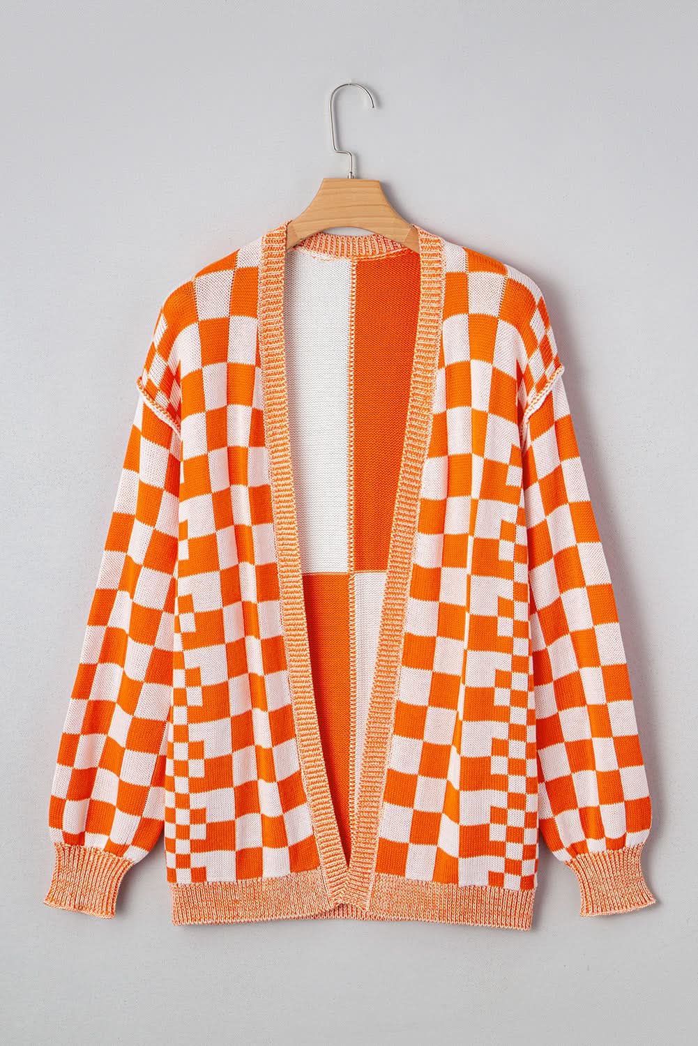 Wrenley Checkered Open Front Drop Shoulder Cardigan in - Sweaters & Cardigans/Cardigans photo
