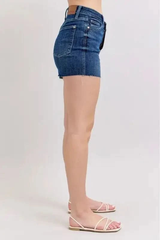 Judy Blue Full Size High Waist Criss-Cross Waistband Denim Shorts Plus Size in - photo