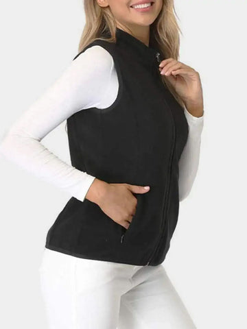 Zip Up Turtleneck Vest with Pockets - SwagglyLife Home & Fashion Zip Up Turtleneck Vest with Pockets - SwagglyLife Home & Fashion