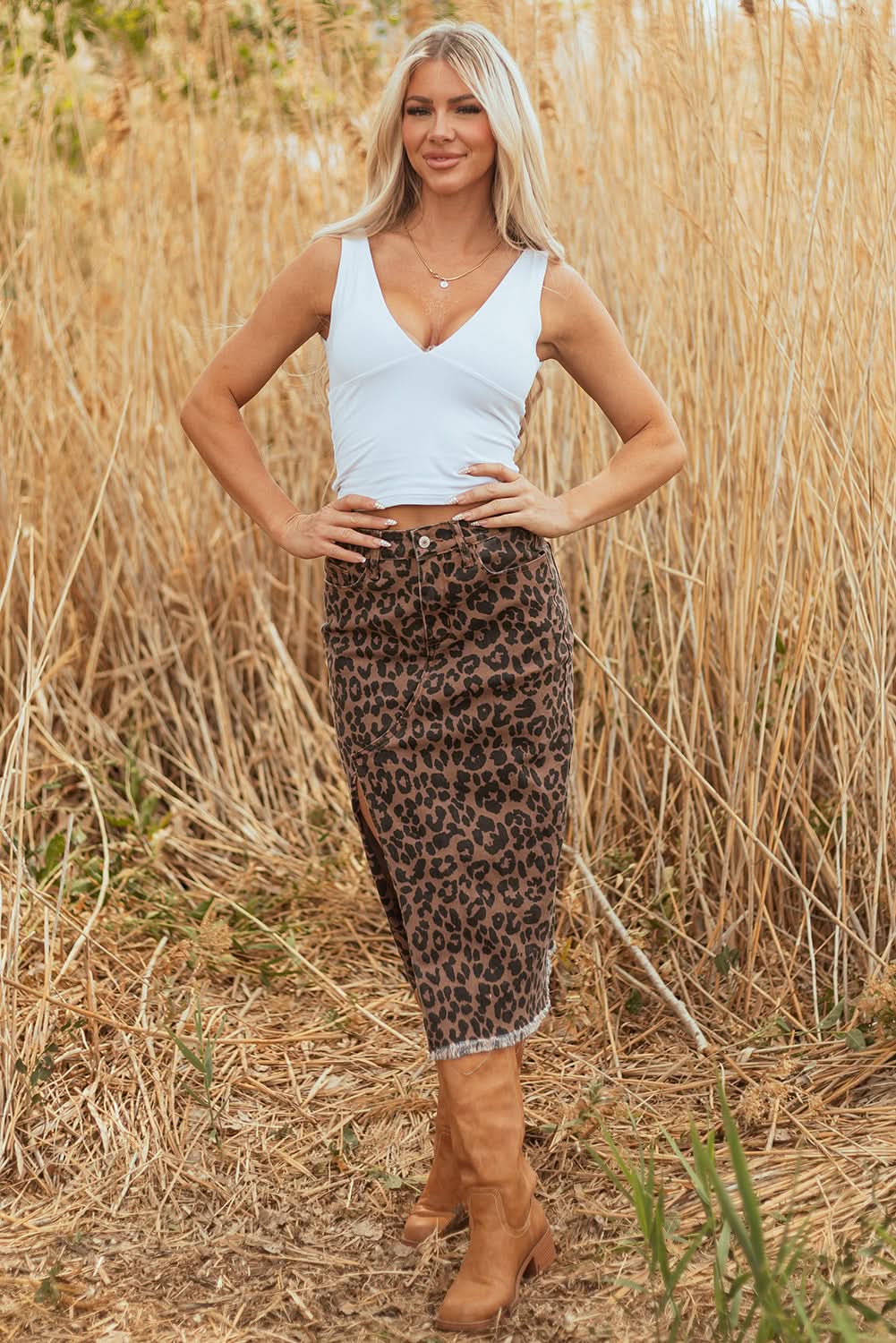 Jadecara Frayed Midi Skirt in - Skirts & Petticoat photo