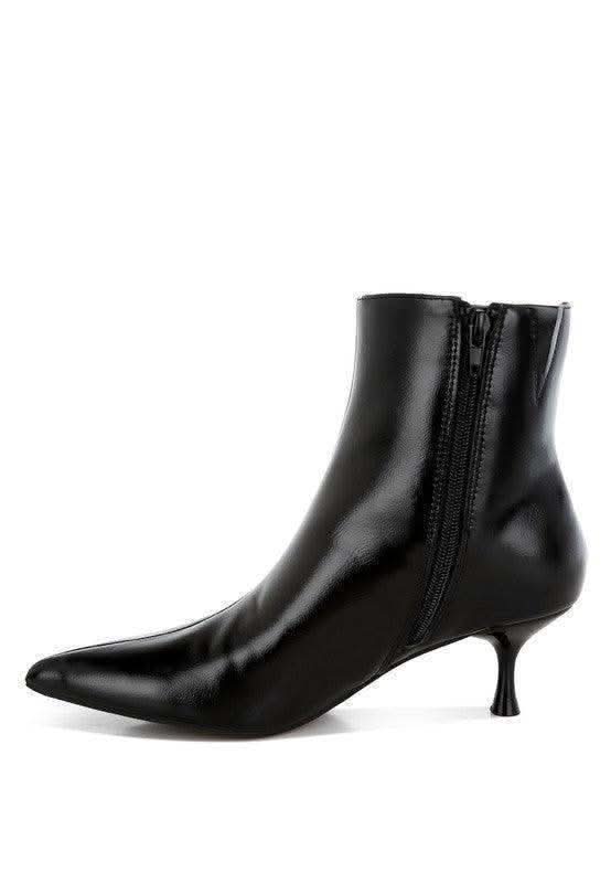 Thymus Faux Leather Kitten Heel Boots in - photo
