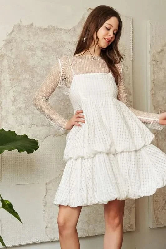 Davi & Dani Checker Print Side Pockets Textured Mini Dress in - photo