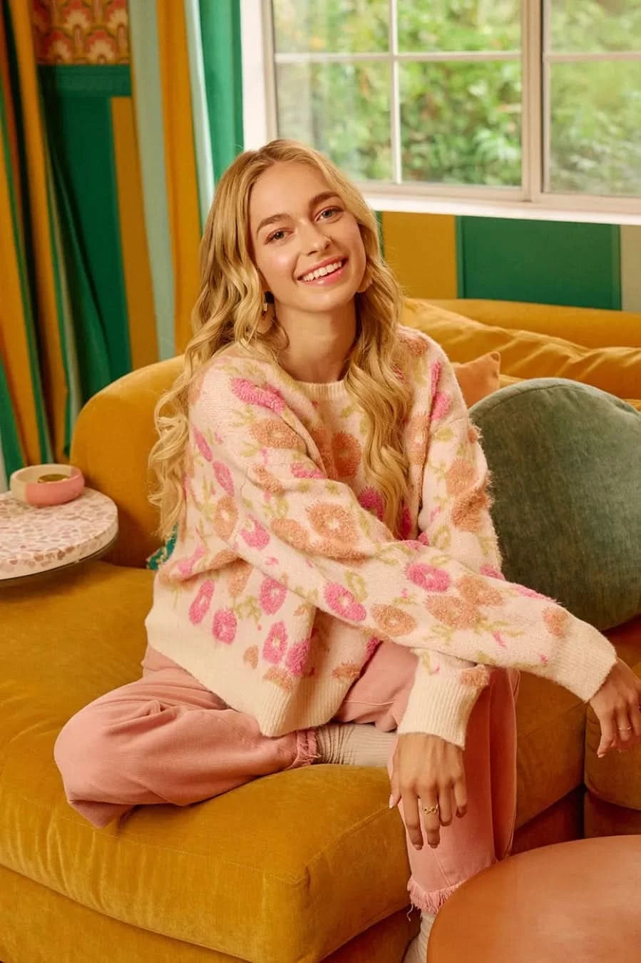 BiBi Towel Texture Floral Pattern Sweater in - photo