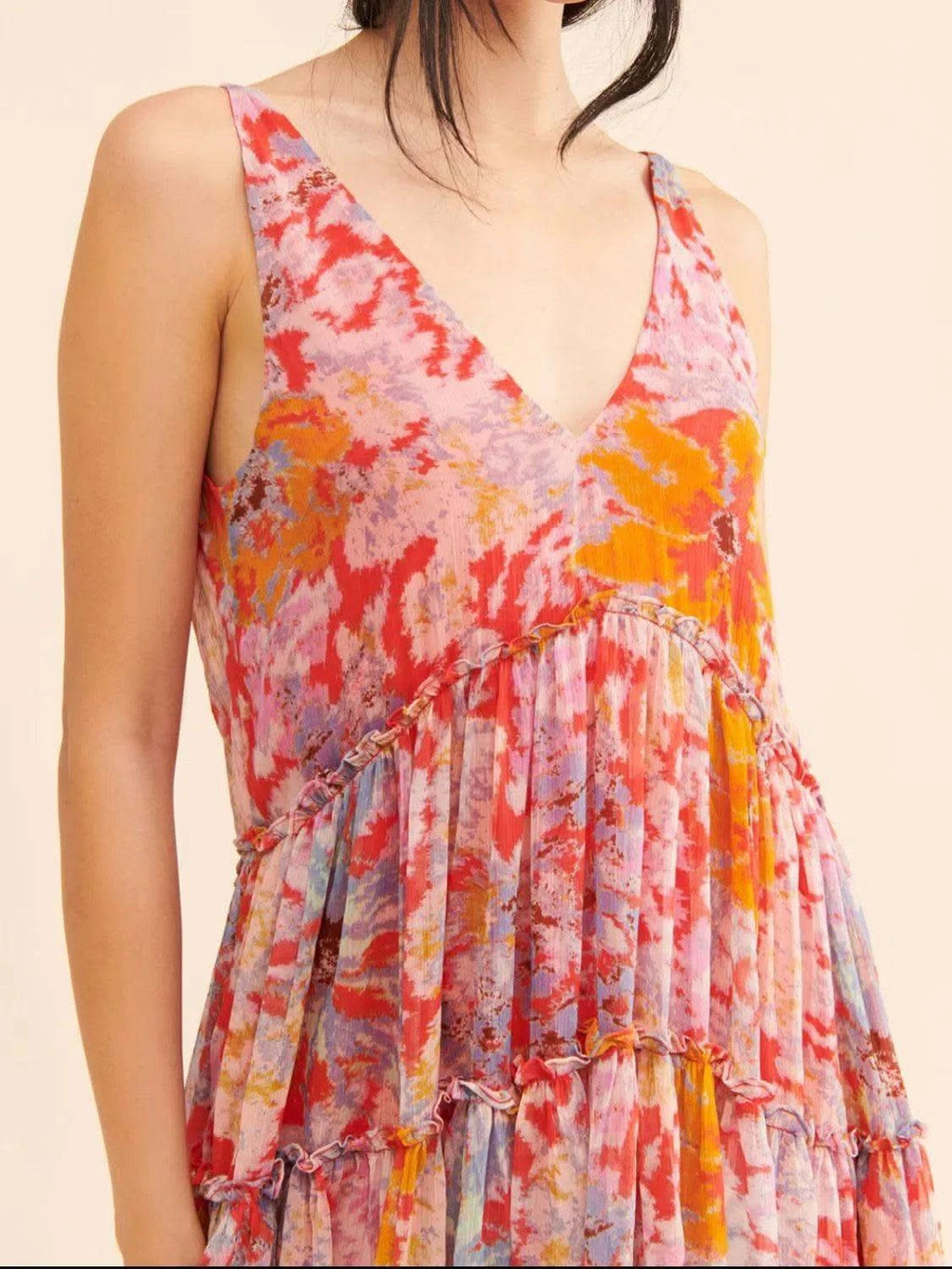 Printed V-Neck Sleeveless Dress - SwagglyLife Home & Fashion