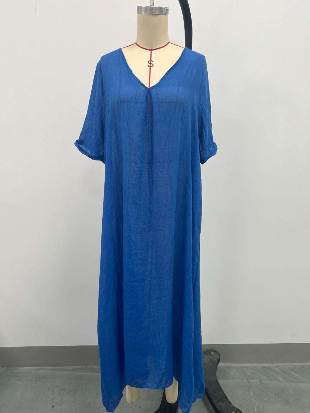 Full Size V-Neck Short Sleeve Midi Dress Plus Size in - dresses photo