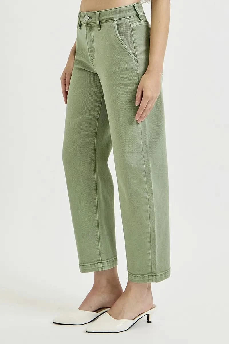 RISEN Full Size Tummy Control High Rise Crop Barrel Jeans Plus Size in - photo