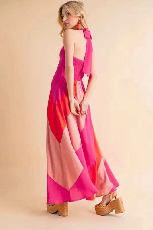 Aemi+Co Color Block Sleeveless Maxi Dress - SwagglyLife Home & Fashion
