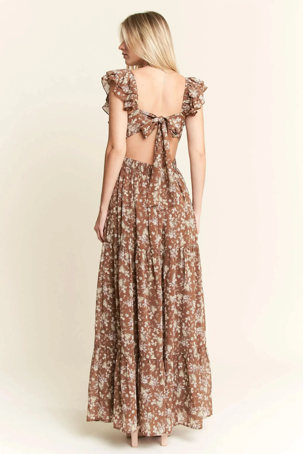 Jade By Jane Ruffle Sleeve Tiered Maxi Dress in - photo