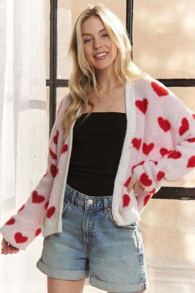 ADORA Fuzzy Heart Button Down Cardigan - SwagglyLife Home & Fashion ADORA Fuzzy Heart Button Down Cardigan - SwagglyLife Home & Fashion