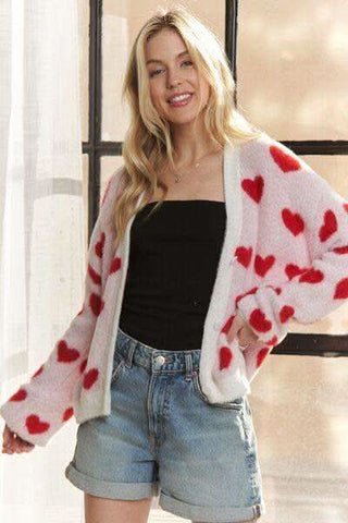 ADORA Fuzzy Heart Button Down Cardigan - SwagglyLife Home & Fashion ADORA Fuzzy Heart Button Down Cardigan - SwagglyLife Home & Fashion