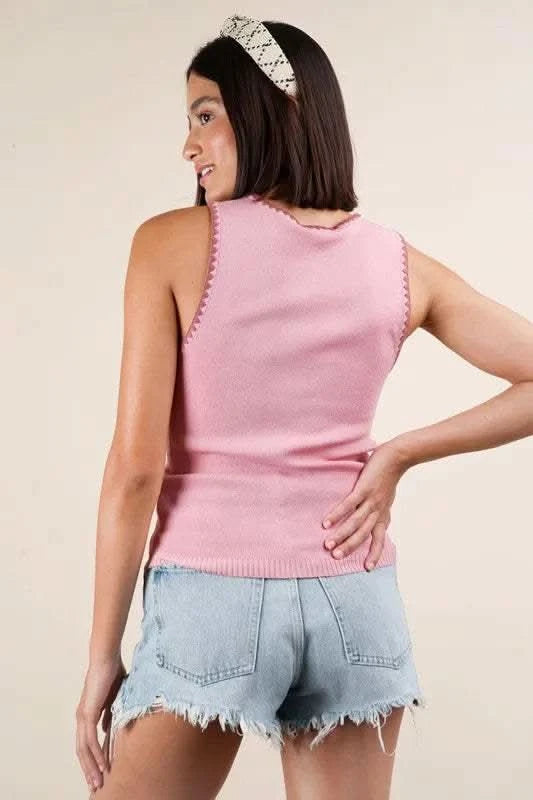 VERY J Blanket Style Sleeveless Knit Tank - SwagglyLife Home & Fashion VERY J Blanket Style Sleeveless Knit Tank - SwagglyLife Home & Fashion