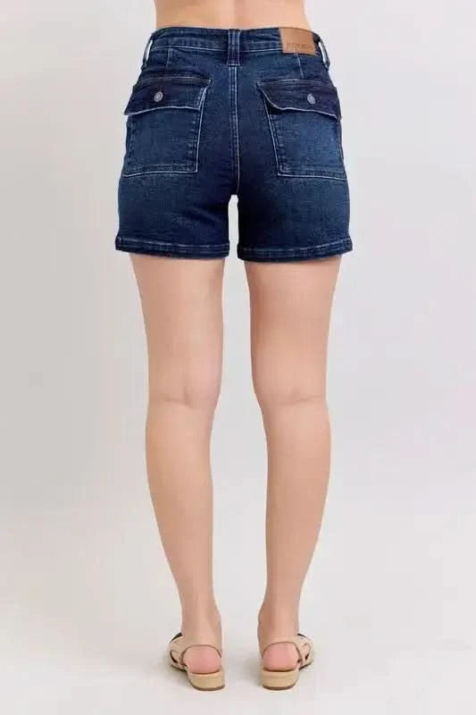Judy Blue Full Size High Waist Back Flap Pocket Denim Shorts Plus Size in - photo