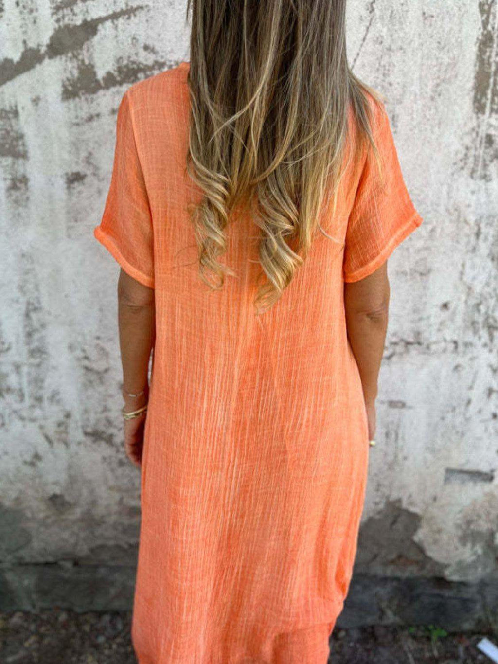 Full Size V-Neck Short Sleeve Midi Dress Plus Size in - dresses photo