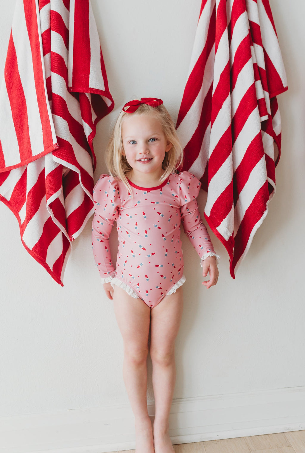 *PREORDER* Long Sleeve Rashguard - Pink Patriot Pop in - Swimwear photo