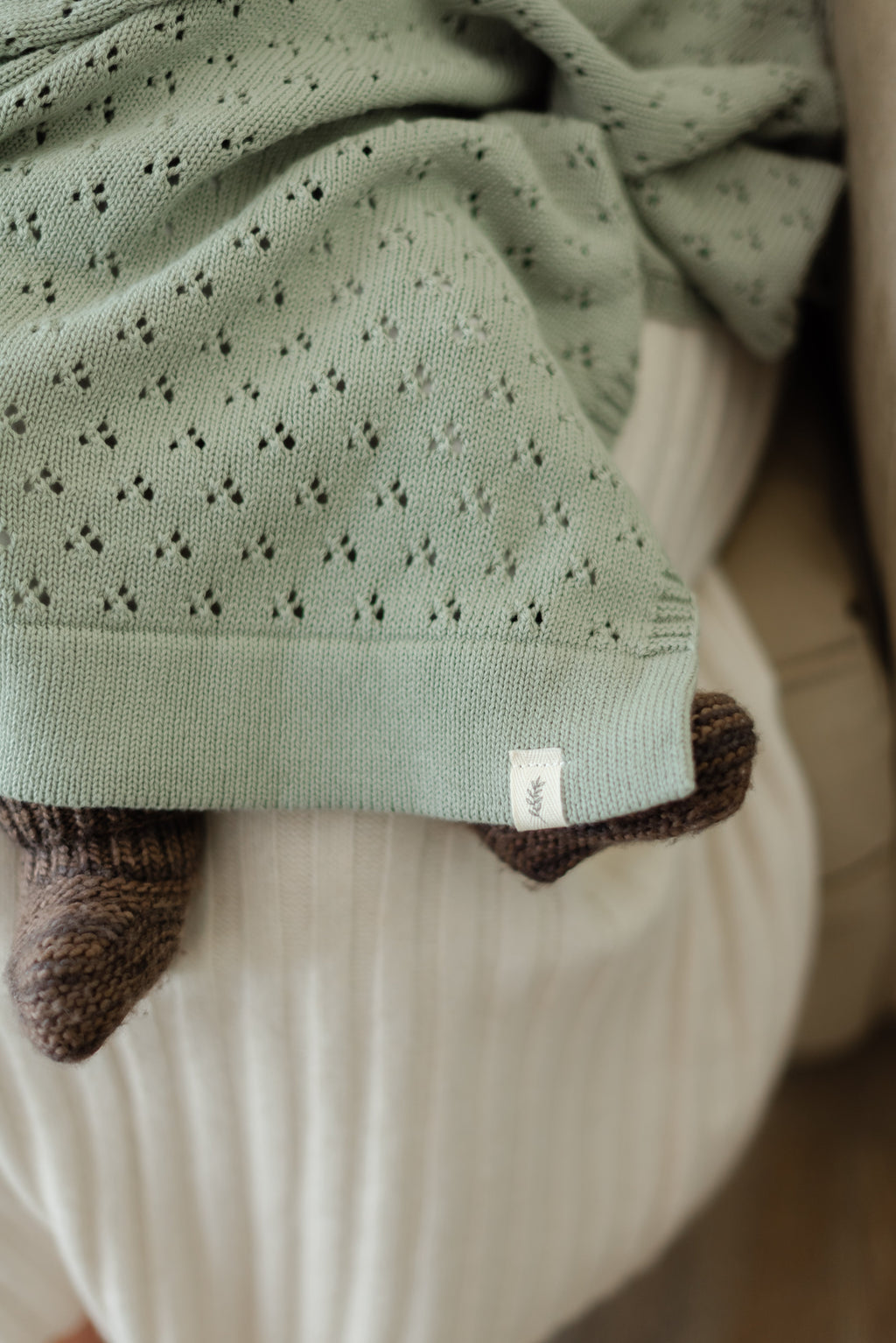 Mint Pointelle Knit Blanket in - photo